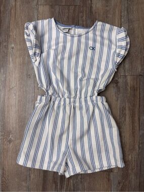 Calvin Klein Girls cut out Blue & White Stripe One-Piece Romper